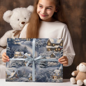 Modern Winterdorp Witte Kerstmis Cadeaupapier