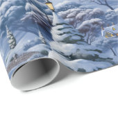 Modern Winterdorp Witte Kerstmis Cadeaupapier (Rol Hoek)