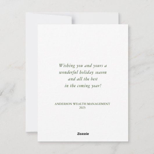 Modern wintergroen Corporate Feestdagenkaart (Achterkant)