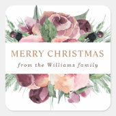 Modern Wintergroen Prettig Kerstfeest Vierkante Sticker (Voorkant)