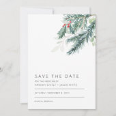 Modern wintergroen Save the Date Kaart (Voorkant)