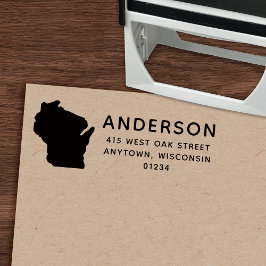 Modern WISCONSIN State Shape Retouradres Zelfinktende Stempel