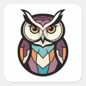 Modern Wisdom Owl Illustration Vierkante Sticker (Voorkant)