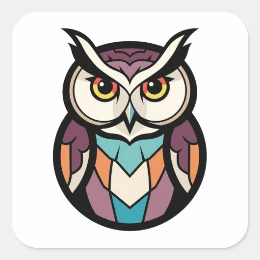 Modern Wisdom Owl Illustration Vierkante Sticker (Voorkant)