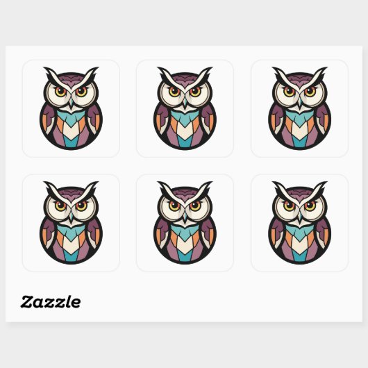 Modern Wisdom Owl Illustration Vierkante Sticker (Vel)