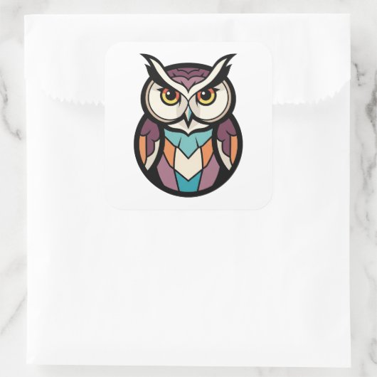 Modern Wisdom Owl Illustration Vierkante Sticker (Tas)