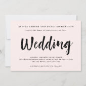 Modern Wish | Blush roze bruiloft Kaart (Voorkant)