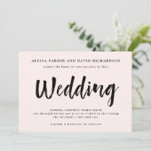 Modern Wish | Blush roze bruiloft Kaart (Staand voorkant)