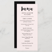Modern Wish | Blush roze bruiloft Menu (Voorkant / Achterkant)