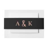 Modern Wish | Roos Gold en zwart monogram bruiloft Uitnodigingen Wikkel (Voorkant Voorbeeld)