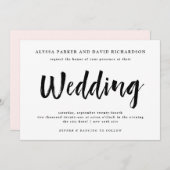 Modern Wish | Zwarte en witte bruiloft Kaart (Voorkant / Achterkant)