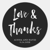 Modern Wish | Zwarte en witte bruiloft Ronde Sticker (Voorkant)