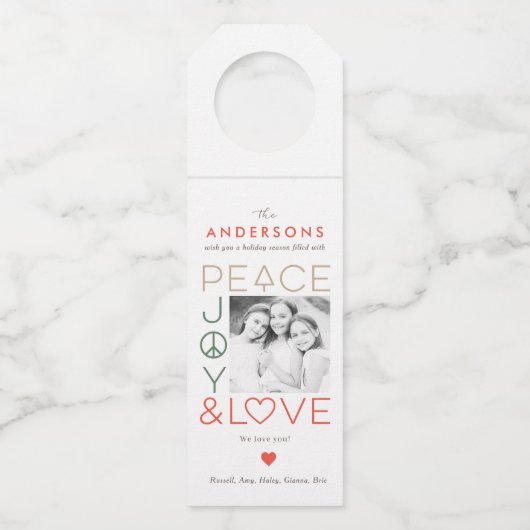 Modern Wishes EDITABLE COLOR Holiday Bottle Label (Voorkant)