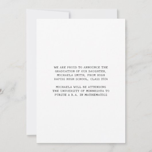 Modern Wiskunde Script Foto High School Afstuderen Aankondiging (Achterkant)