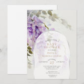 Modern Wisteria Floral Waterverf Baby shower Kaart (Voorkant / Achterkant)