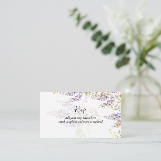 Modern Wisteria Paars Wedding QR Code RSVP Informatiekaartje (Staand voorkant)