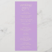 Modern Wisteria Trouwprogramma met typografie Programmakaart (Achterkant)