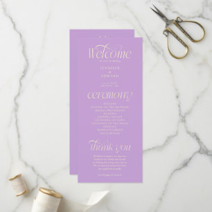 Modern Wisteria Trouwprogramma met typografie Programmakaart