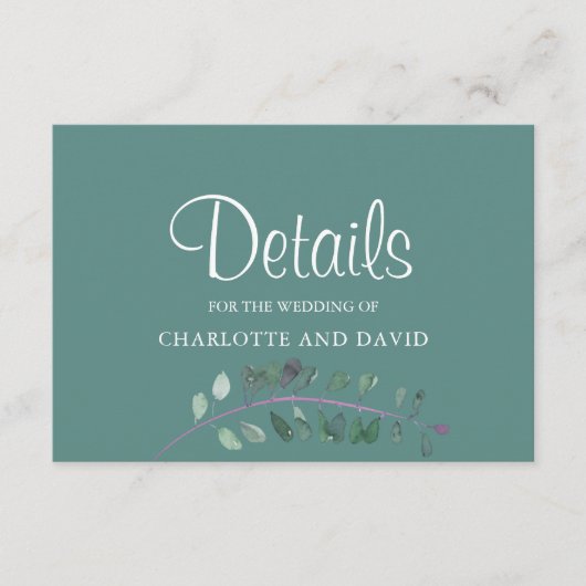 Modern Wisteria Watecolor Wedding Detail Informatiekaartje (Voorkant)