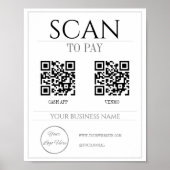 modern wit 2 QR code corporate scan te betalen Poster (Voorkant)