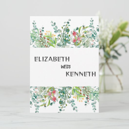 Modern wit 4 grid foto's bruiloft kaart (Staand voorkant)