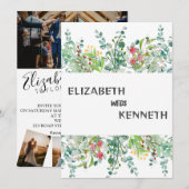 Modern wit 4 grid foto's bruiloft kaart (Voorkant / Achterkant)