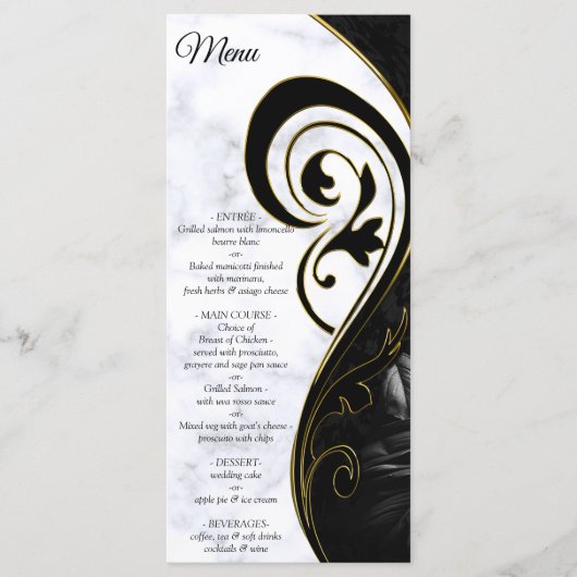 Modern wit - Abstract menu Marble Black (Voorkant)
