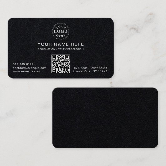  Modern Wit Afgerond Premium Zwart Visitekaartje (Voorkant / Achterkant)