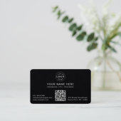  Modern Wit Afgerond Premium Zwart Visitekaartje (Staand voorkant)