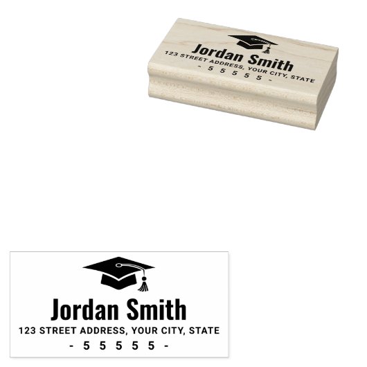 Modern wit afstuderen pet retouradres rubberstempel (Gestempeld)