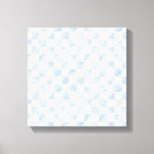 Modern wit blauw dambord patroon canvas afdruk (Voorkant)