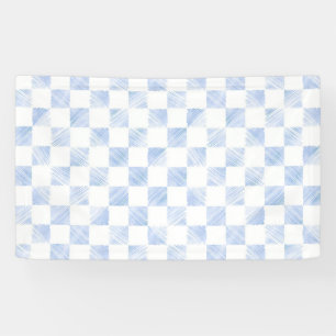 Modern wit blauw dambord patroon spandoek