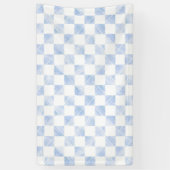 Modern wit blauw dambord patroon spandoek (Verticaal)