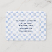 Modern wit blauw dambord patroon visitekaartje (Achterkant)