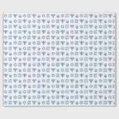 Modern wit blauw Joods Iconen patroon Chanoeka Cadeaupapier (Vlak)