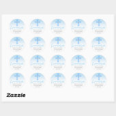 Modern Wit Blauw Kruis COMMUNION Jongen Dank u Ronde Sticker (Vel)