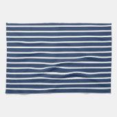 Modern Wit & Blauw Maritiem Gestreept Theedoek (Horizontaal)