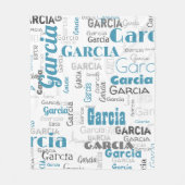 Modern wit Blauwgroen grijs naampatroon graffiti Fleece Deken (Voorkant)