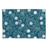 Modern Wit Bloemblad Blauwgroen Blauw Kussensloop (Voorkant-Links)