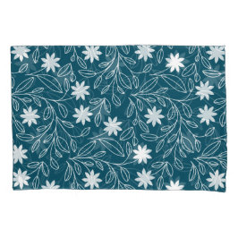 Modern Wit Bloemblad Blauwgroen Blauw Kussensloop