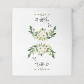 Modern wit bloemen Floral Table Number Plaatskaartje (Buitenkant ongevouwen)
