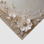 Modern Wit Bloemen Parels Tissuepapier (Detail)