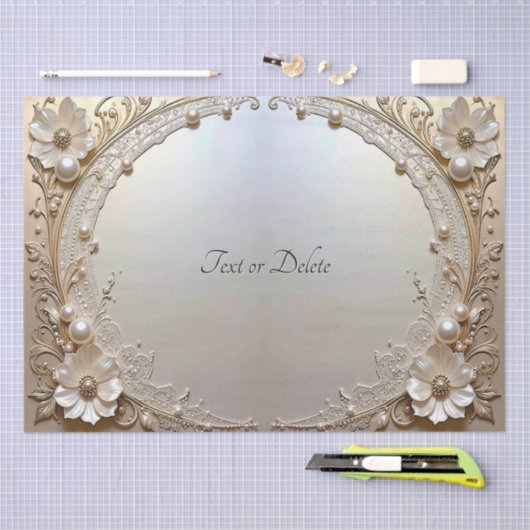 Modern Wit Bloemen Parels Tissuepapier (Craft)