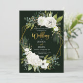 Modern Wit Bloemengoud Lijst bruiloft uitnodiging (Staand voorkant)