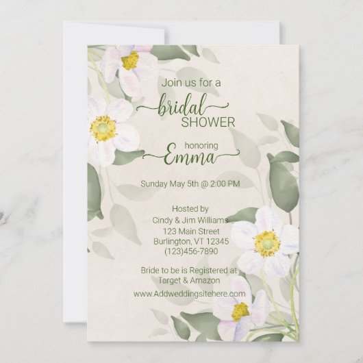 Modern wit bloemengroen Vrijgezellenfeest Save The Date (Voorkant)