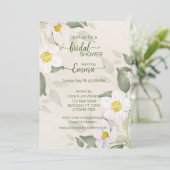 Modern wit bloemengroen Vrijgezellenfeest Save The Date (Staand voorkant)