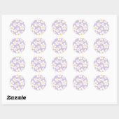 Modern wit bloemmotief Paarse Ronde Sticker (Vel)