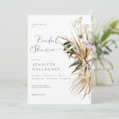 Modern wit Boho gedroogd bloemig Vrijgezellenfeest Kaart (Staand voorkant)