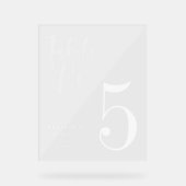 Modern Wit Borstel Script Bruiloft Tafelnummer Acryl Bord (Voorkant)