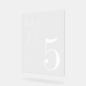 Modern Wit Borstel Script Bruiloft Tafelnummer Acryl Bord (Hoek)